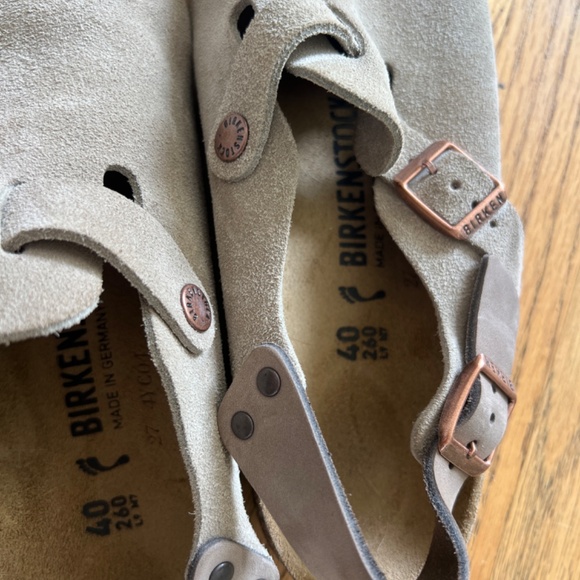 Birkenstock Taupe Suede Tokio Clogs with Strap Size 40 / 9 - Picture 4 of 7